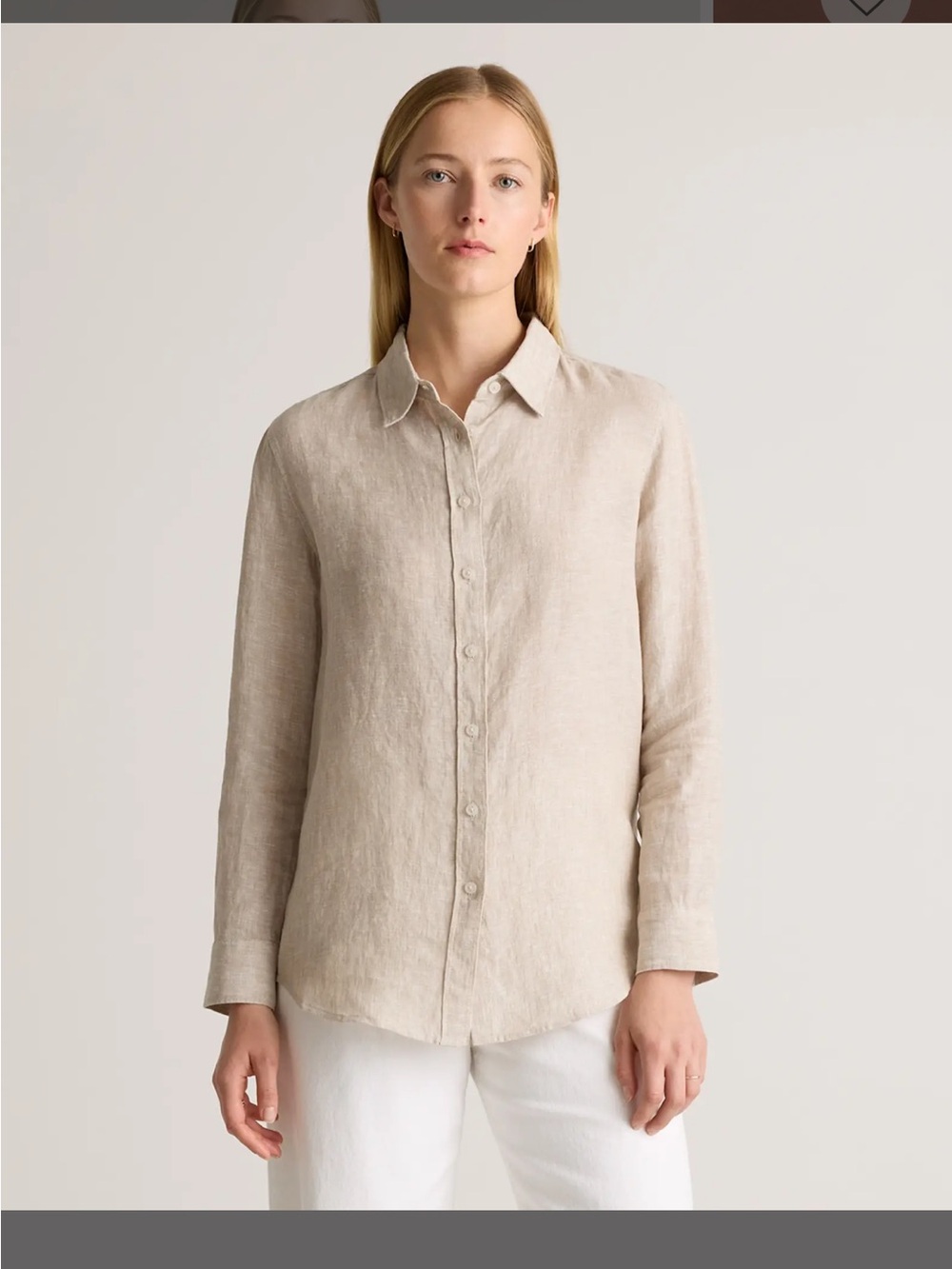 Quince European linen women’s long sleeve top large color flax - Picture 2 of 12